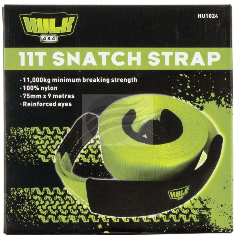 SNATCH STRAP 11000kg 100% NYLON GREEN 75mm x 9m