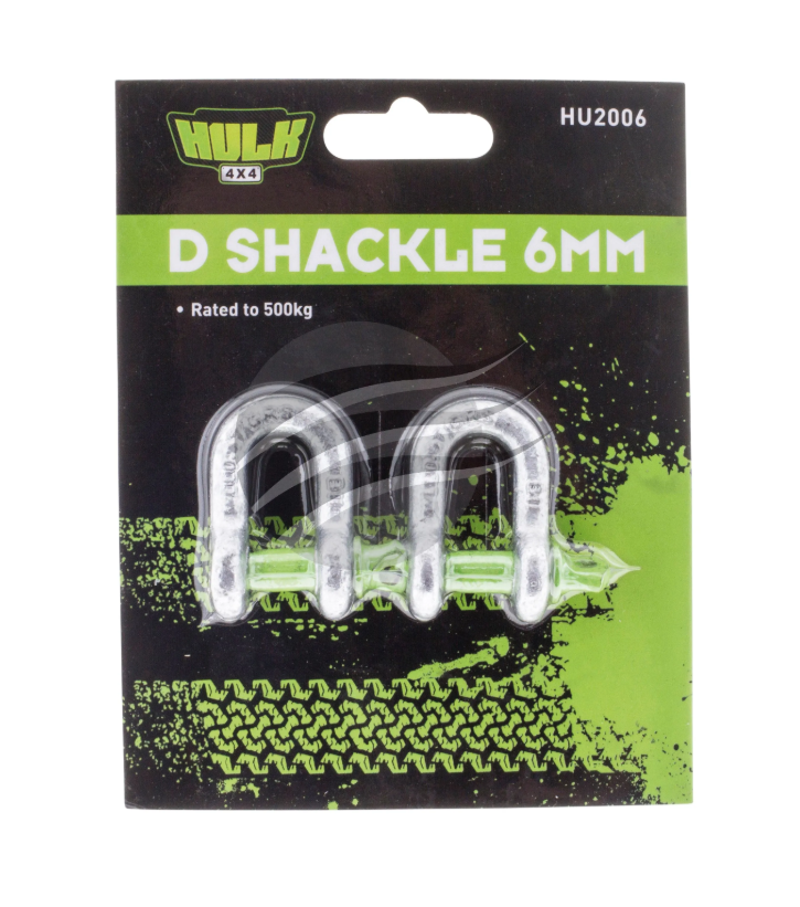PKT 2 D SHACKLE 6mm RATED TO 500kg GALVANISED DROP FORGED
